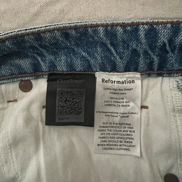 Reformation Cynthia High Rise Cropped Jeans - Colorado - Size 30 - Picture 4 of 7